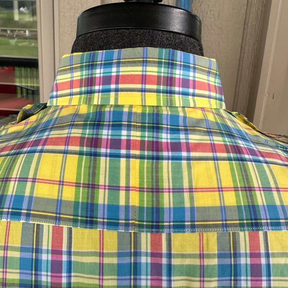POLO Ralph Lauren Men’s Yellow & Blue Plaid LS Shirt with Epaulets - Size MED - Picture 5 of 12